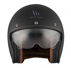 Open face helmet for motorcycles MT Le Mans 2 S SV matte black (integrated sun visor) - new ECE 22.06 certification - Matte blac