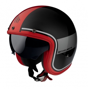 Open face helmet MT Le Mans 2 SV Tant A5 black/red glossy (integrated sun visor)