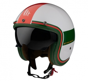 Open face helmet MT Le Mans 2 SV Tant D5 white/red/green glossy (integrated sun visor)
