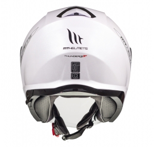 Open face helmet MT Thunder III SV Jet A0 white glossy (integrated sun visor) - Glossy white, S (55/56cm)