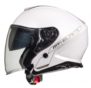Open face helmet MT Thunder III SV Jet A0 white glossy (integrated sun visor) - Glossy white, XS (53/54cm)