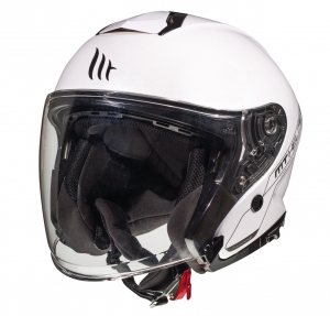 Open face helmet MT Thunder III SV Jet A0 white glossy (integrated sun visor) - Glossy white, XS (53/54cm)