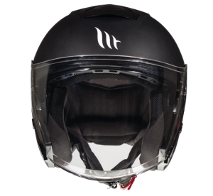 Open face helmet MT Thunder III SV Jet A1 glossy black (integrated sun visor) - Glossy black, S (55/56cm)