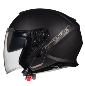 Open face helmet MT Thunder III SV Jet A1 glossy black (integrated sun visor) - Glossy black, XS (53/54cm)