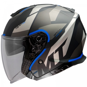 Open face helmet MT Thunder III SV Jet Bow A7 matte blue (integrated sun visor) - Matte blue, S (55/56cm)