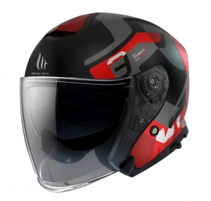 Open face helmet MT Thunder III SV Jet Silton B5 matte red (integrated sun visor) - Matte red, S (55/56cm)