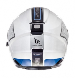Open face motorcycle helmet MT Avenue SV Crossroad white/blue glossy (integrated sun visor)