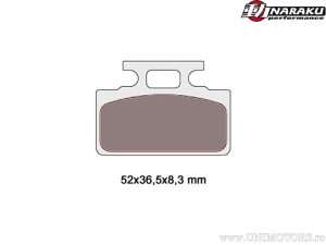 Organic brake pads - Sym (Sanyang) DD 50 2T AC E2 / Mio 100 4T AC E2 / Mio 50 4T AC E2 / Tonik 50 4T AC E2 - Naraku