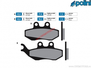 Original front brake pads (77x42x7.5mm / 94.5x42x7.5mm) - Polini