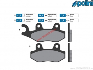 Originale Hinterradbremsbeläge (96,5x42x7,4mm / 77x42x7,8mm) - 1740063.S - Polini