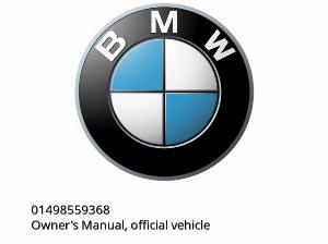 Owner\'s Manual, official vehicle - 01498559368 - BMW