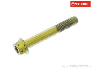 Parafuso de cabeça hexagonal dupla Pro Bolt M8 x 1,25 x 55 mm titânio corrida dourada - JM