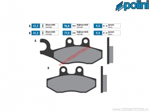 Pastilhas de freio dianteiras sinterizadas (96,8x41,2x9mm / 77x41,2x9mm) - 1742041.F - Polini