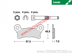 Pastilhas de freio traseiras - MCB864SH sinterizadas SH - Lucas TRW