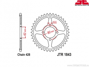 Piñón trasero Yamaha TT-R 125 ('00-'17) - JTR 1843 - JT