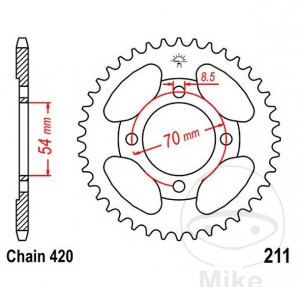 Pignon arrière JTR211.34 (pas 420) - Honda C 70 Z Cub / C 90 Cub / C 90 CW Cub / C 90 M Cub / C 90 Z Cub - JM