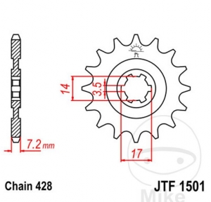 Pignon avant JTF1501.12 (pas 428) - JM