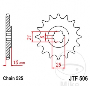 Pignon avant JTF506.14 (pas 525) - Kawasaki KH 250 B ('76-'80) - JM