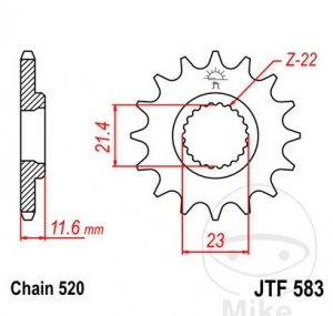 Pignone anteriore JTF583.14 (passo 520) - JM