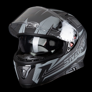 PILOT - Casca Full-face SNAKE (cu ochelari soare), gri mat [M]