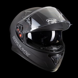 PILOT - Full-face Helmet SNAKE (with sun visor), matte black [L]