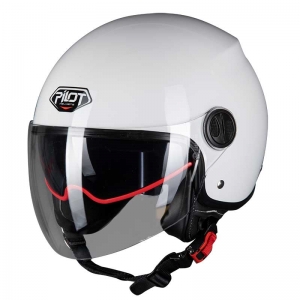 PILOT - Offenes FAZER-Helm (Sonnenvisier), glänzendes Weiß [einfarbig] [XS]