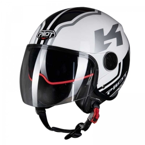 PILOT - Open-face FAZER Helmet (sun visor), white / gray [bicolor] [XL]