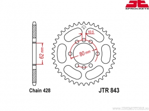 Pinion spate Yamaha DT 80 LC I ('83-'84) / DT 80 LC II ('85-'97) / DT 125 LC ('82-'84) / DT 175 MX ('78-'83) - JTR 843 - JT