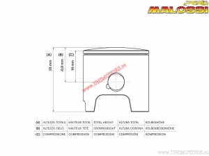 Pistón 4T (diámetro 49mm / perno 13mm / dimensión B) - Malossi