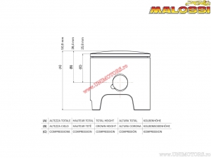 Piston 2T (diameter 47,2mm / pin 12mm) - 344453.20 - Piaggio Ape 50 2T (<-'89) / Vespa PK HP FL 50 2T - Malossi