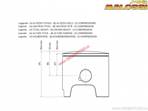 Piston 2T (diametru 57,5mm / bolt 14mm / cota B) - Malossi