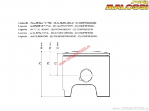 Piston 4T (diameter 70mm / bolt 15mm / B dimension) - 3415679.B0 - Malossi