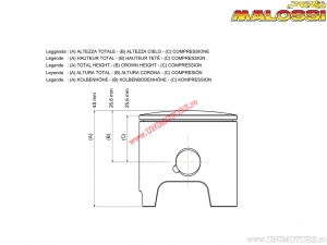 Piston (diameter 50mm / bolt 12mm / B dimension) - 342085.B0 - Malossi