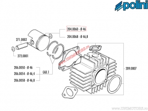 Piston (diametru 46mm) - 204.0060 - Garelli Noi 50 Matic / Vip 1, 2, 3, 4 -  Polini