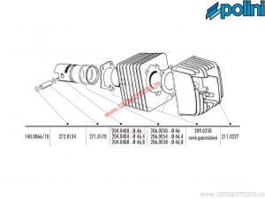 Piston (diametru 46mm / bolt piston 10mm) - Gilera CBA / Piaggio Bravo / CBA / Ciao / Eco / SI - Polini