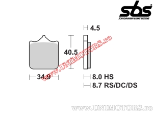 Placute frana fata - SBS 870HS (metalice / sinterizate) - (SBS)