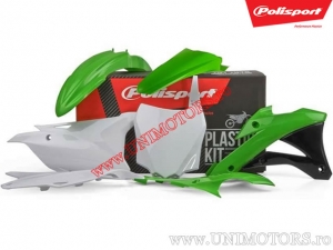 Plastic set (white - green) - Kawasaki KX 85 ('14-'19) - Polisport