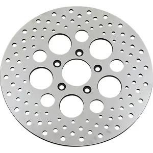 Polished Stainless Steel Drilled Brake Rotor - Silver, Polished - DS325091