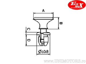 Porca plástica para diâmetro de furo de 7,6mm, conjunto de 10 peças - TourMax