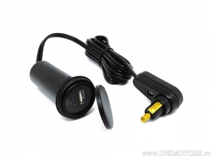 Prelungitor priza moto mini DIN 12V - USB A+C cu lungime 1.5m - TOURATECH GmbH
