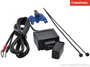 Priza moto mini USB 2A cu carcasă impermeabilă IP54 si cablu 1.2m - JM
