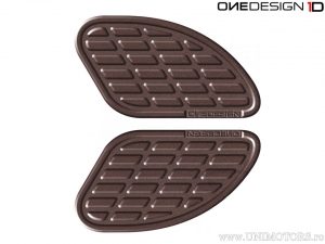 Protezione Laterale Serbatoio Soft Touch Retro 170 x 93,5 mm Marrone Effetto Pelle - OneDesign Bike