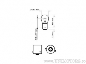 Rápido PR21W vermelho BAW15S 12V 21W - Philips