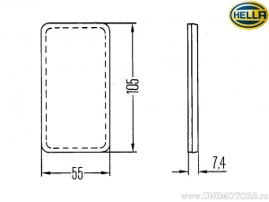 Réflecteur (œil de chat) rectangle 105 x 55 x 7,4 mm jaune - Hella