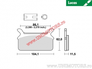 Rear brake pads - MCB580 organic - Lucas TRW