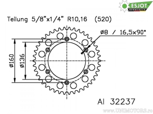 Rear pinion Esjot - 48 teeth (step 520) - Beta M4 350 Motard ('16-'29) - JM