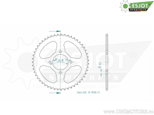 Rear pinion Esjot black - 51 teeth (step 428) - Keeway Speed 125 ('06-'12) - JM