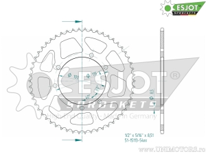 Rear Sprocket Esjot Black - 54 Teeth (428 pitch) - Fantic Enduro 125 E Casa - E Performance - ER Competition / 200 E Casa - JM