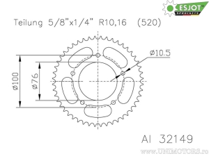 Rear sprocket Esjot silver - 46 teeth (pitch 520) - JM