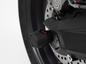 Rear Wheel Axle Crashpad Set - material: polyamide - color: black - Triumph Tiger 800 ('10-) / 900 ('19-) - SW-Motech